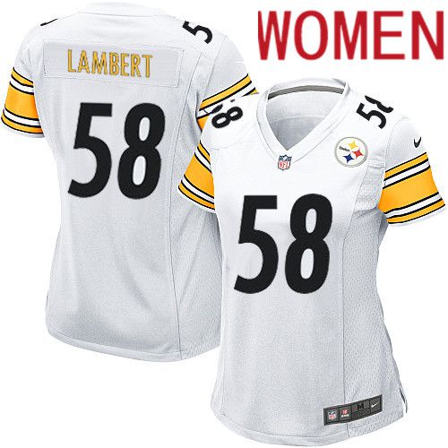 Women Pittsburgh Steelers 58 Jack Lambert Nike White Game NFL Jersey